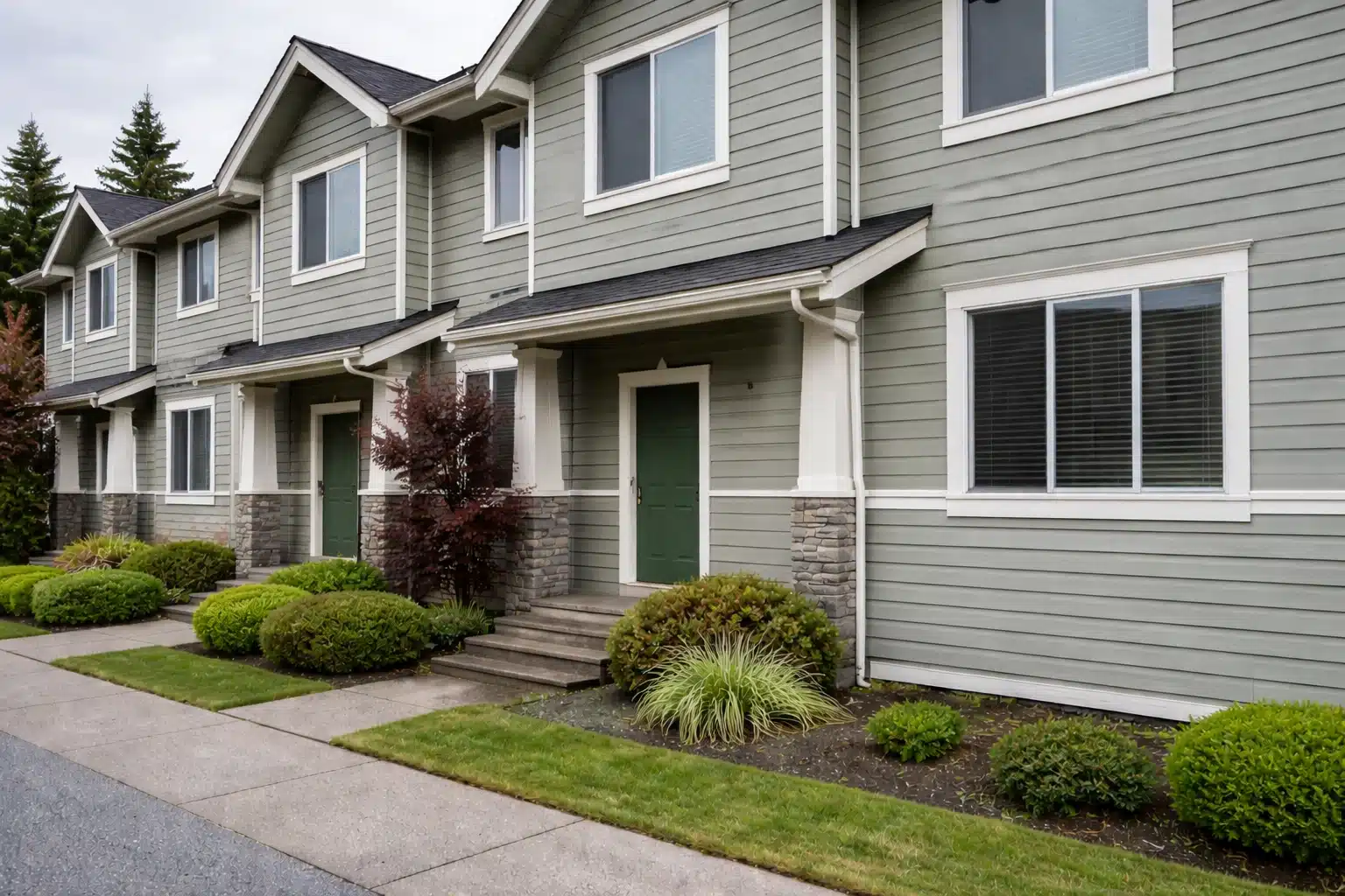 After siding replacement, Burnaby townhouse
